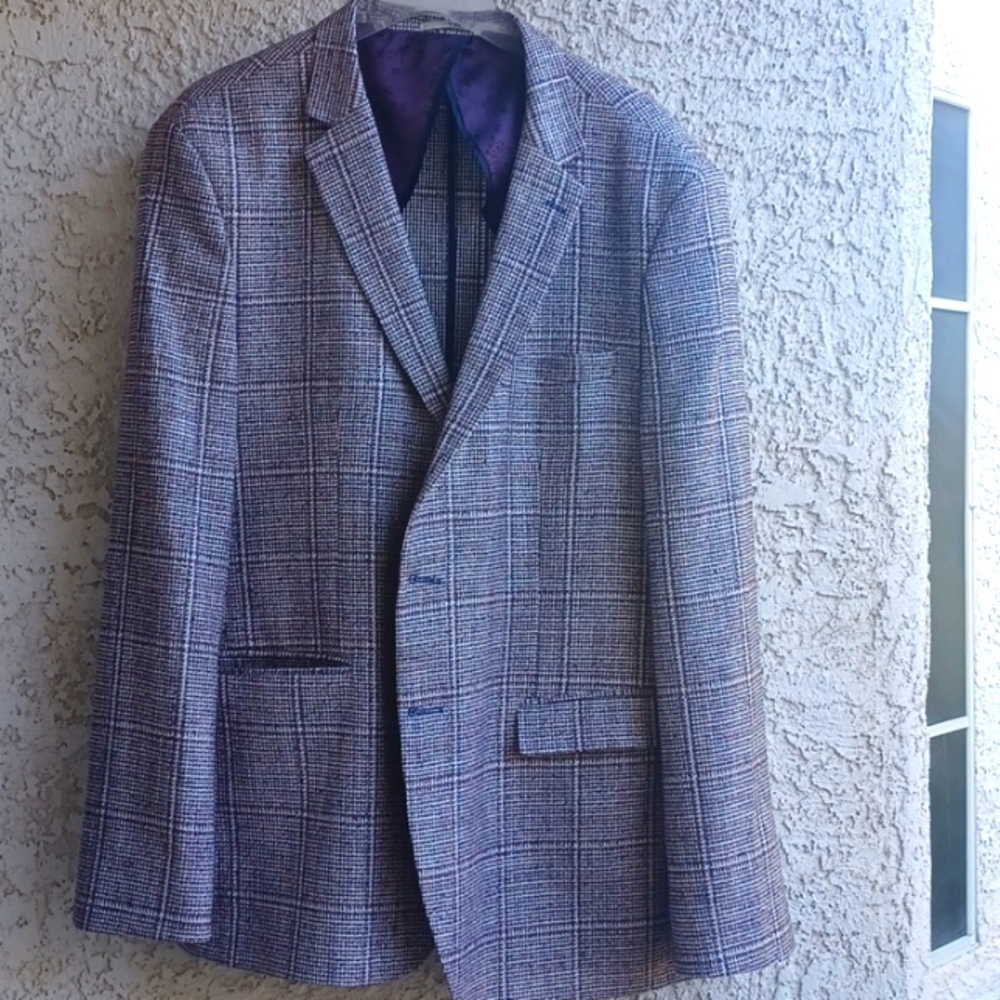 Vercini mens xxl jacket blazer suit top red whote blue